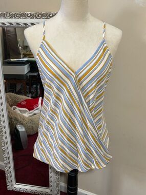 Market & Spruce Striped Wrap-Front Cami in Light Blue and Mustard